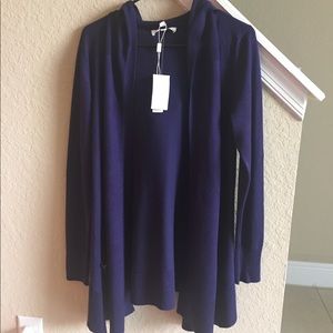 SOLD- NWT Long open front sweater with hood